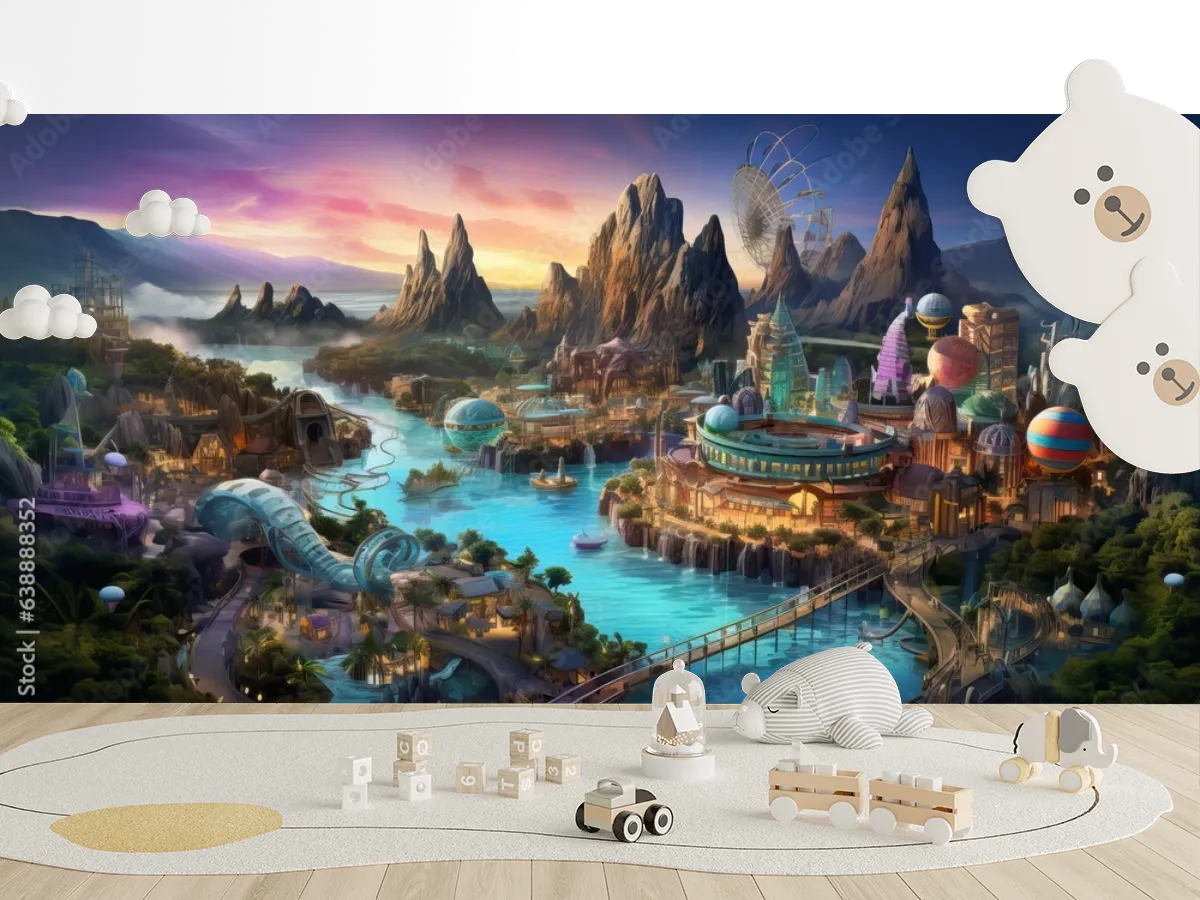 Mural Fantasía Cósmica en Vinil Arquitectónico y Papel Tapiz