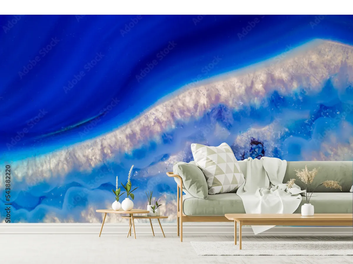 Mural Azul Cobalto Místico para Decoración de Sala en Vinil o Papel Tapiz