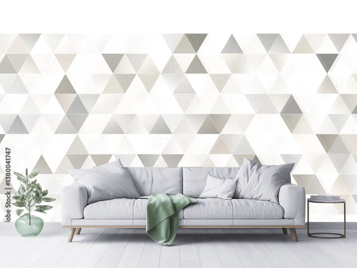 Mural Triángulos Minimalistas Beige – Fotomural Decorativo en Vinil y Papel Tapiz