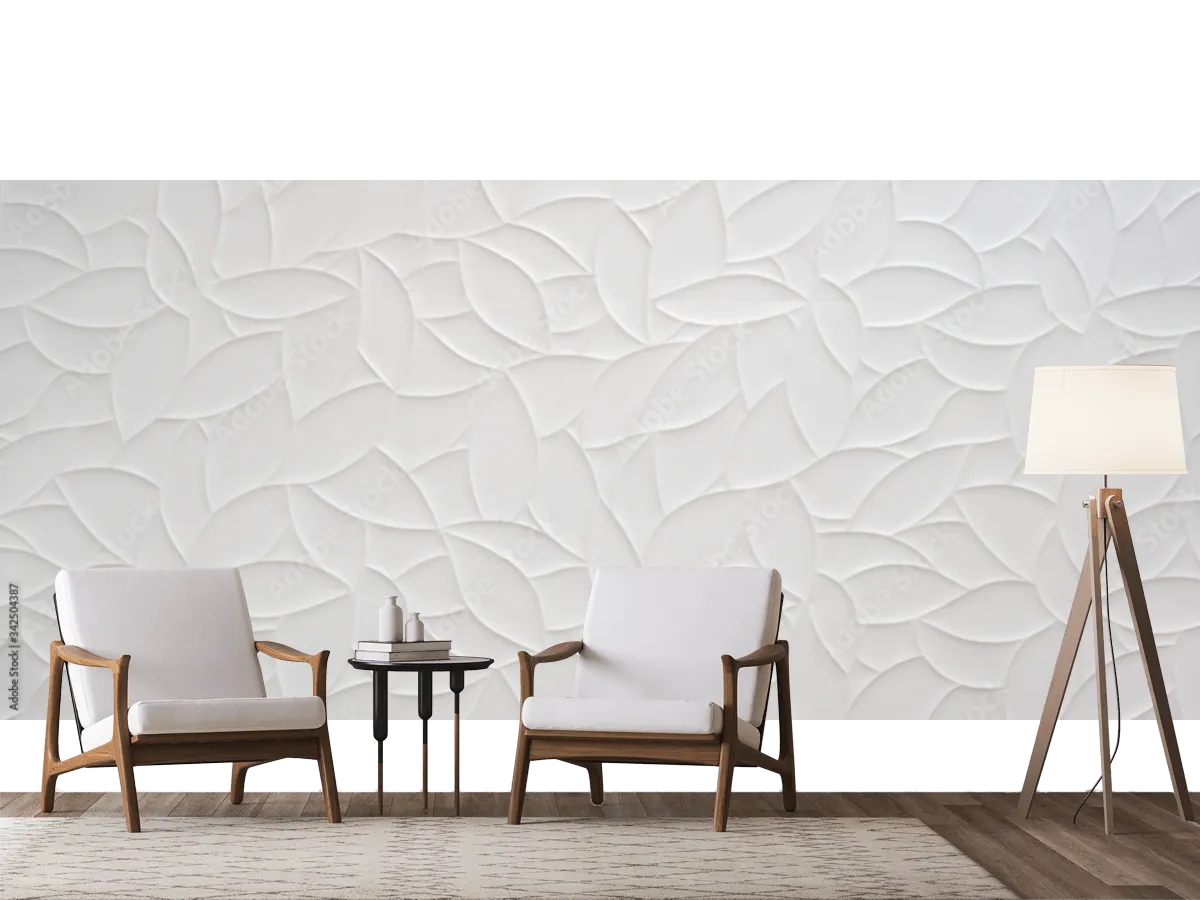 Modelo Mural Hoja Serena textura 3D para decoración mural de sala y recámaras