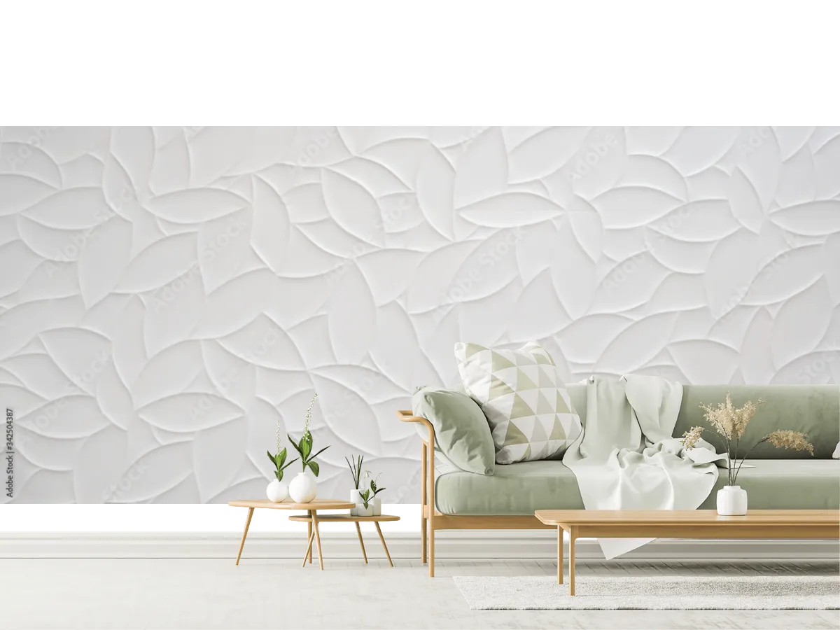 Modelo Mural Hoja Serena textura 3D para decoración mural de sala y recámaras
