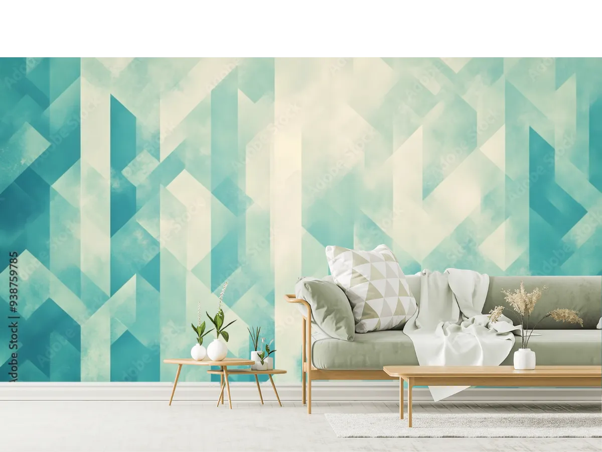 Mural Geométrico Sueño Celeste para muro en Vinil, Papel Tapiz o Contract