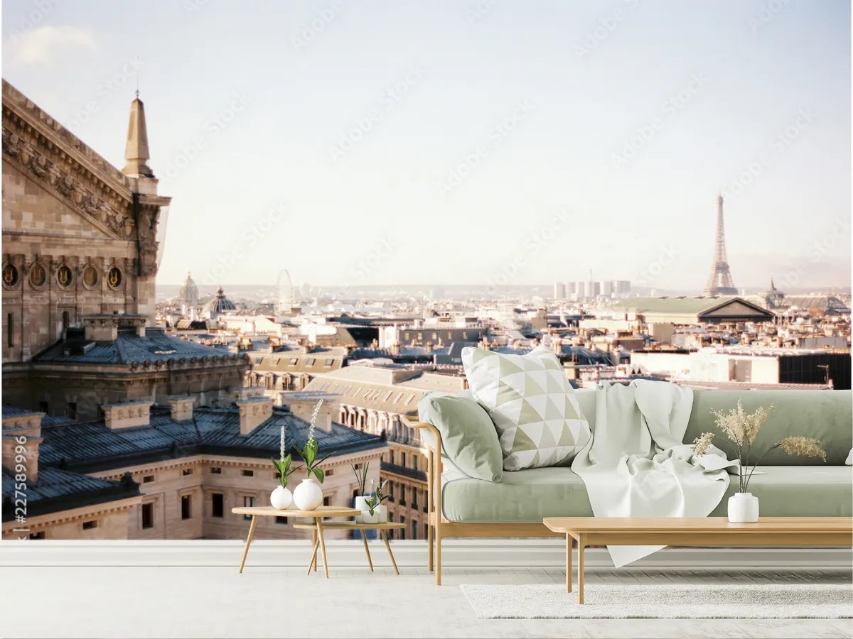 Mural Panorámico París Dorado en Vinil, Papel Tapiz y Más