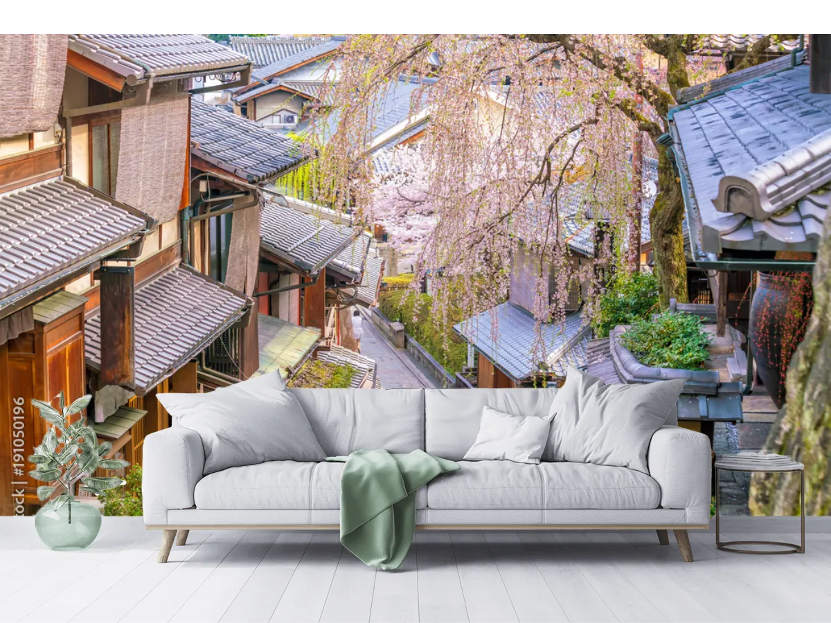 Mural Sakura en Kyoto - Fotomural Decorativo Vinil, Tapiz, Contract
