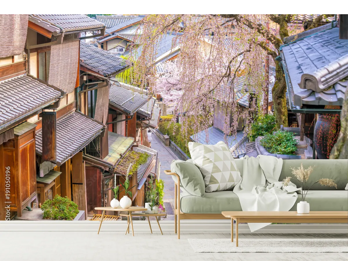 Mural Sakura en Kyoto - Fotomural Decorativo Vinil, Tapiz, Contract
