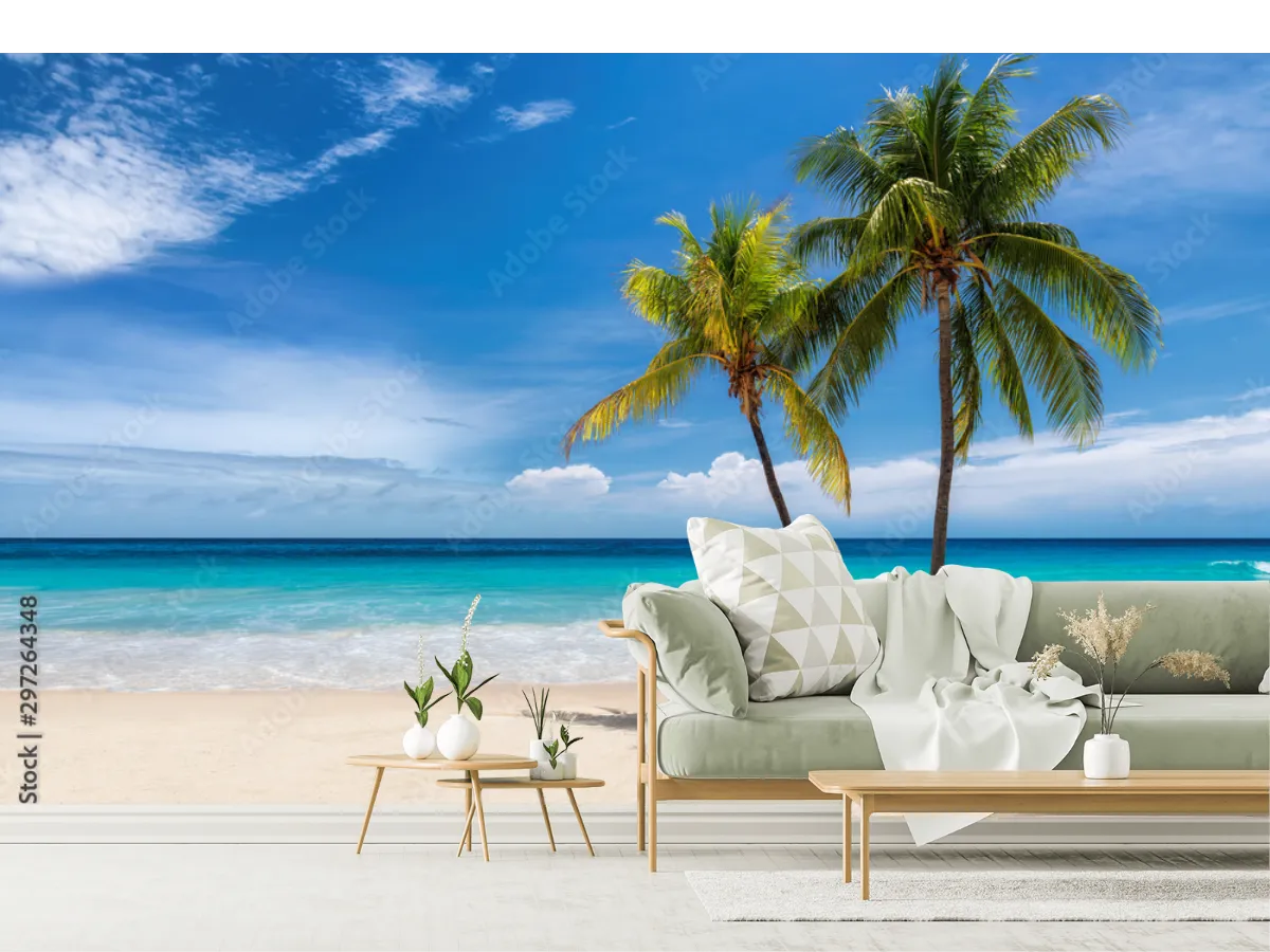 Mural Paraíso Caribeño – Fotomural de playa en Vinil Arquitectónico o Papel Tapiz