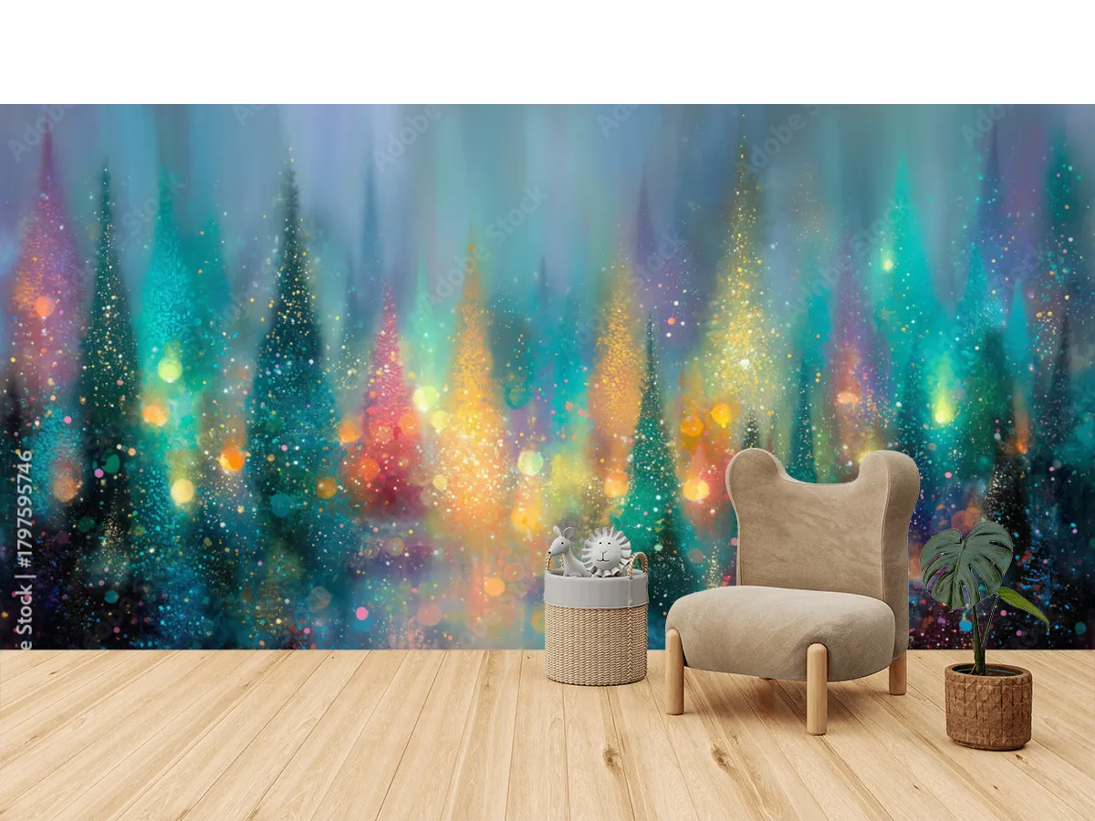 Mural Bosque Encantado de Luces - Fotomural decorativo en Vinil o Papel Tapiz