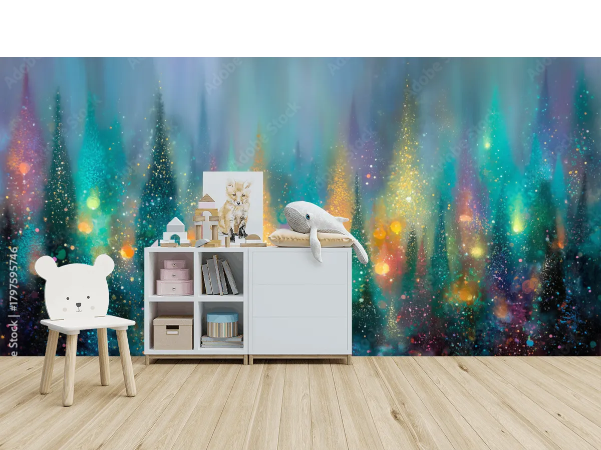 Mural Bosque Encantado de Luces - Fotomural decorativo en Vinil o Papel Tapiz
