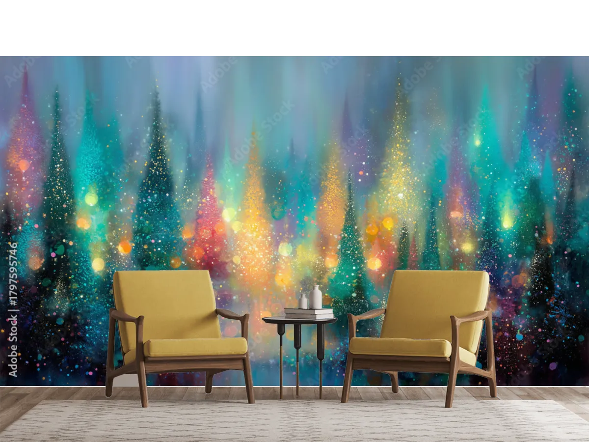 Mural Bosque Encantado de Luces - Fotomural decorativo en Vinil o Papel Tapiz