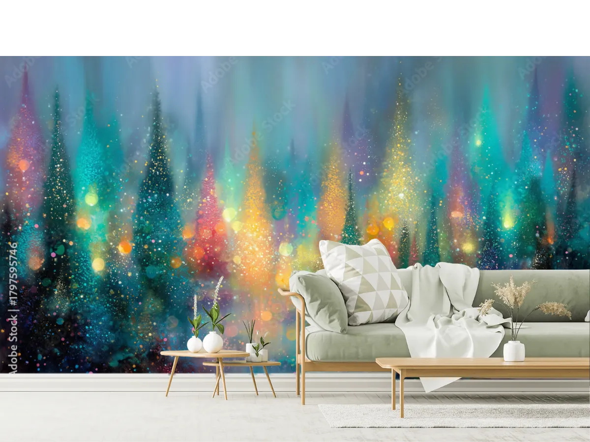 Mural Bosque Encantado de Luces - Fotomural decorativo en Vinil o Papel Tapiz