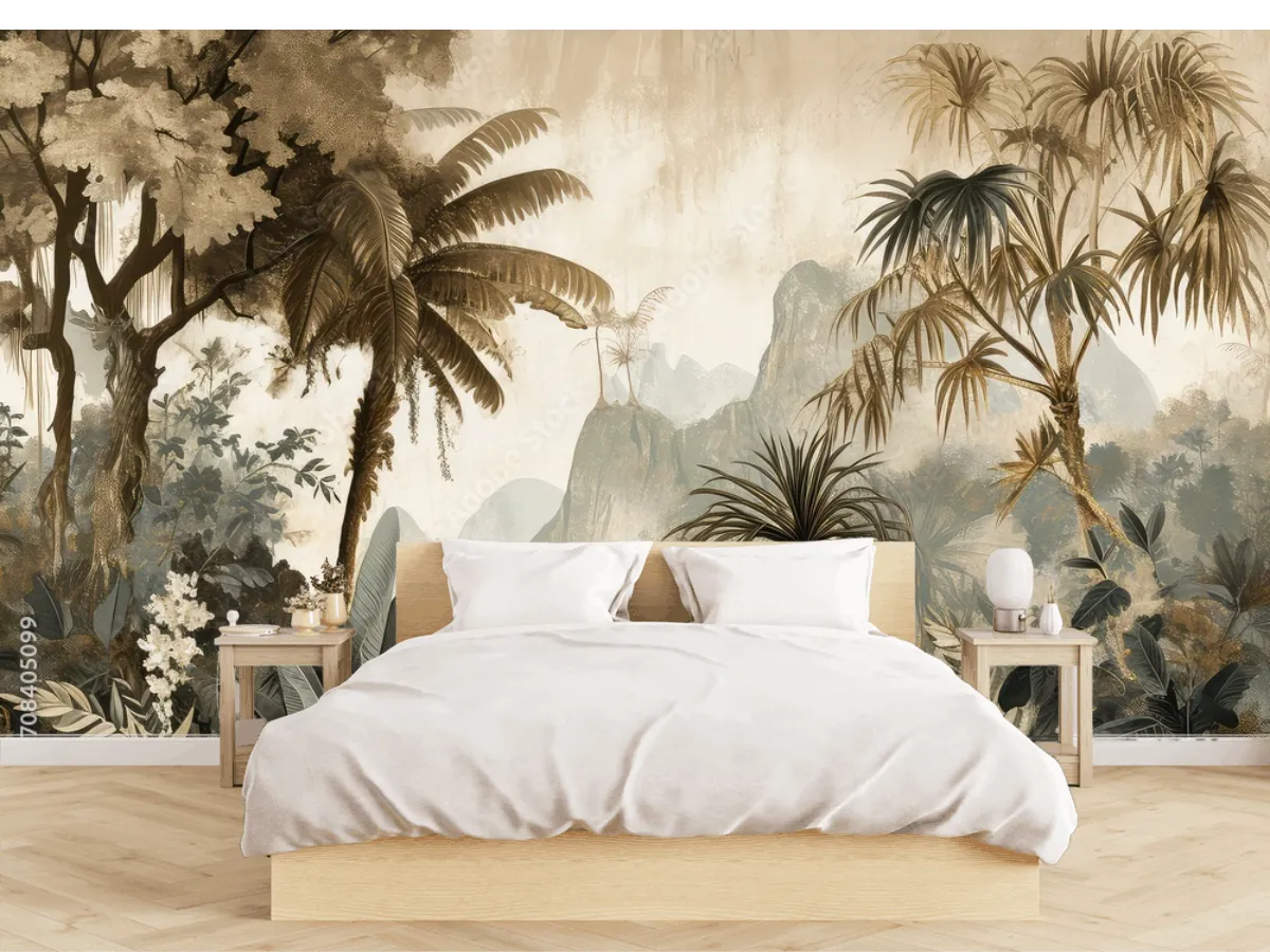 Mural Bosque Tropical Encantado Vinil Arquitectónico, fotomural decorativo