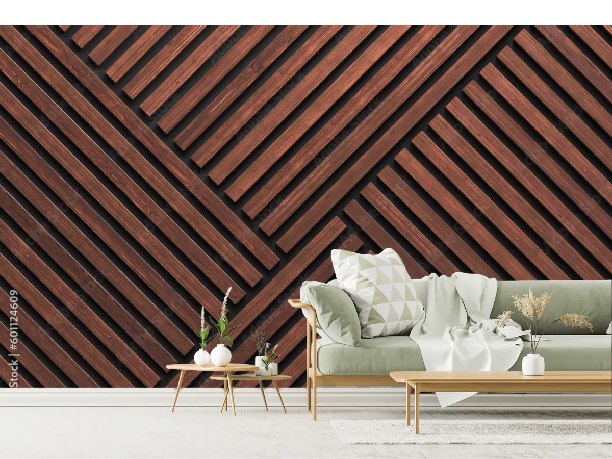 Mural Moderno Geométrico Cobre Profundo para decoración de sala
