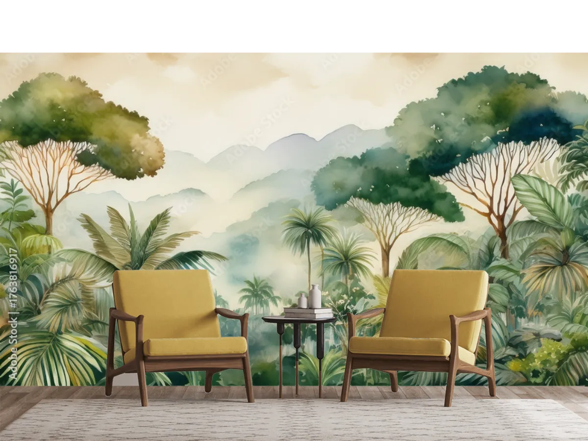 Mural Selva Mística Verde para Pared | Fotomural Decorativo en Vinil y Tapiz
