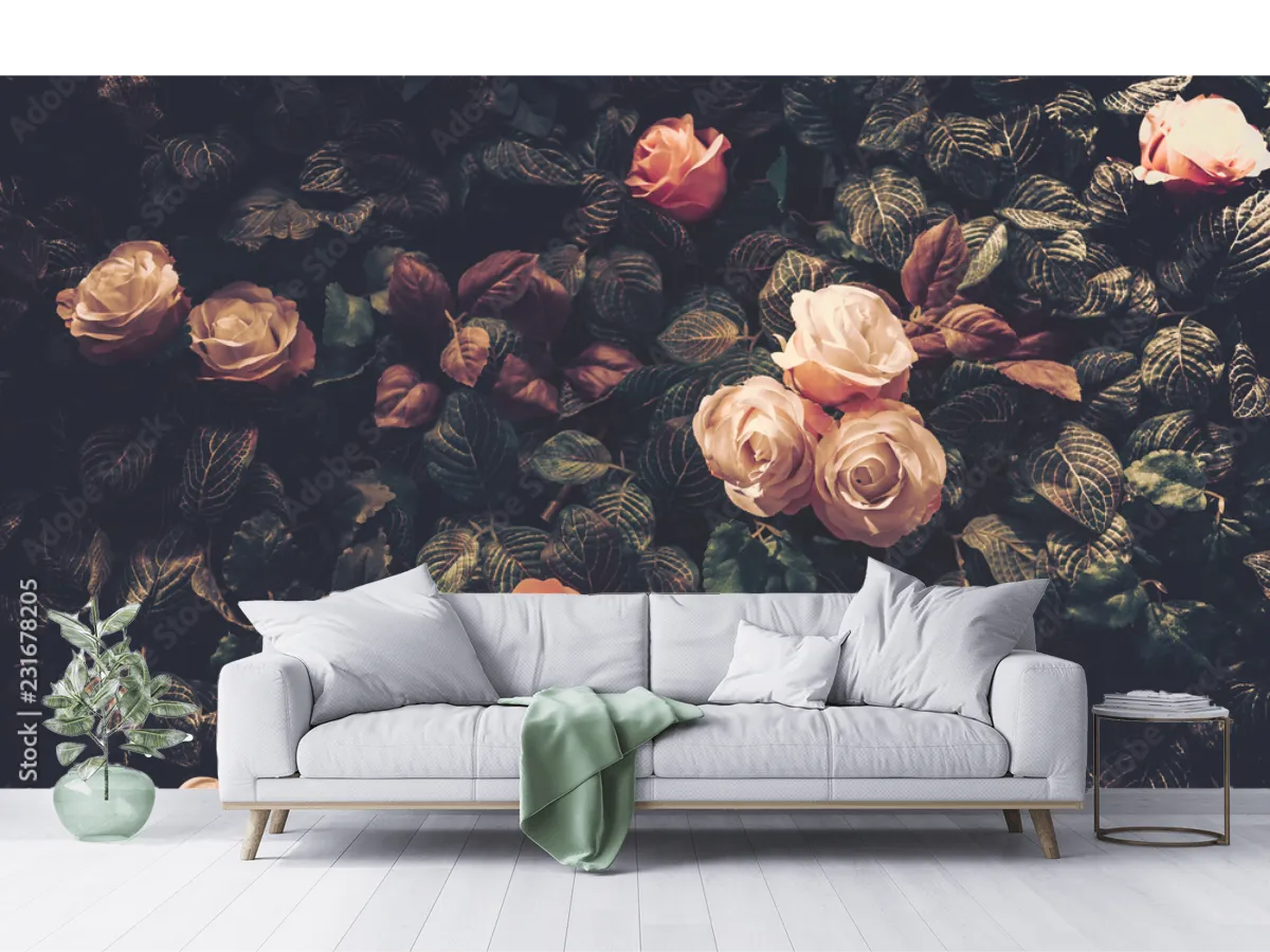Mural Rosas Vintage Encanto Floral para Decoración de Sala