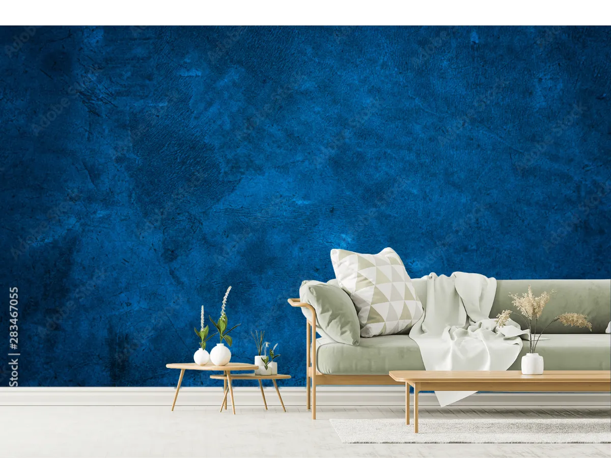 Mural Azul Intenso Modelo Cobalto En Vinil o Papel Tapiz Decorativo
