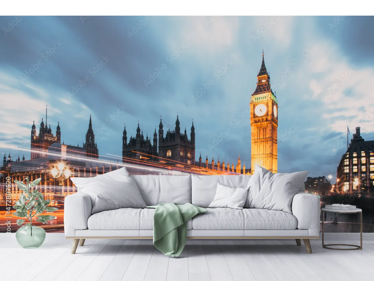 Mural Londres Nocturno Big Ben – Fotomural para sala en Vinil Arquitectónico