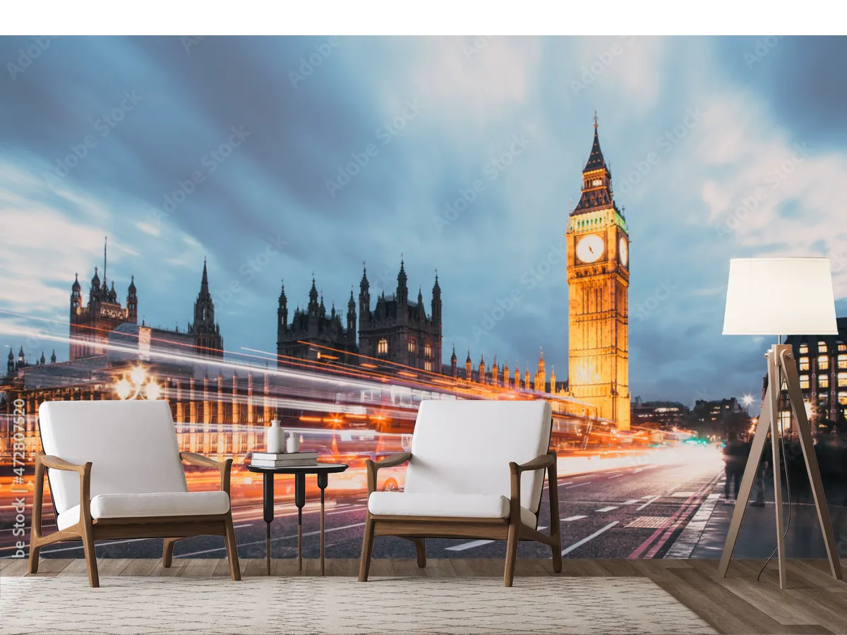 Mural Londres Nocturno Big Ben – Fotomural para sala en Vinil Arquitectónico