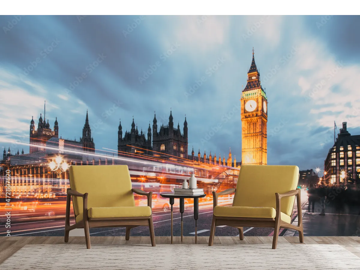 Mural Londres Nocturno Big Ben – Fotomural para sala en Vinil Arquitectónico