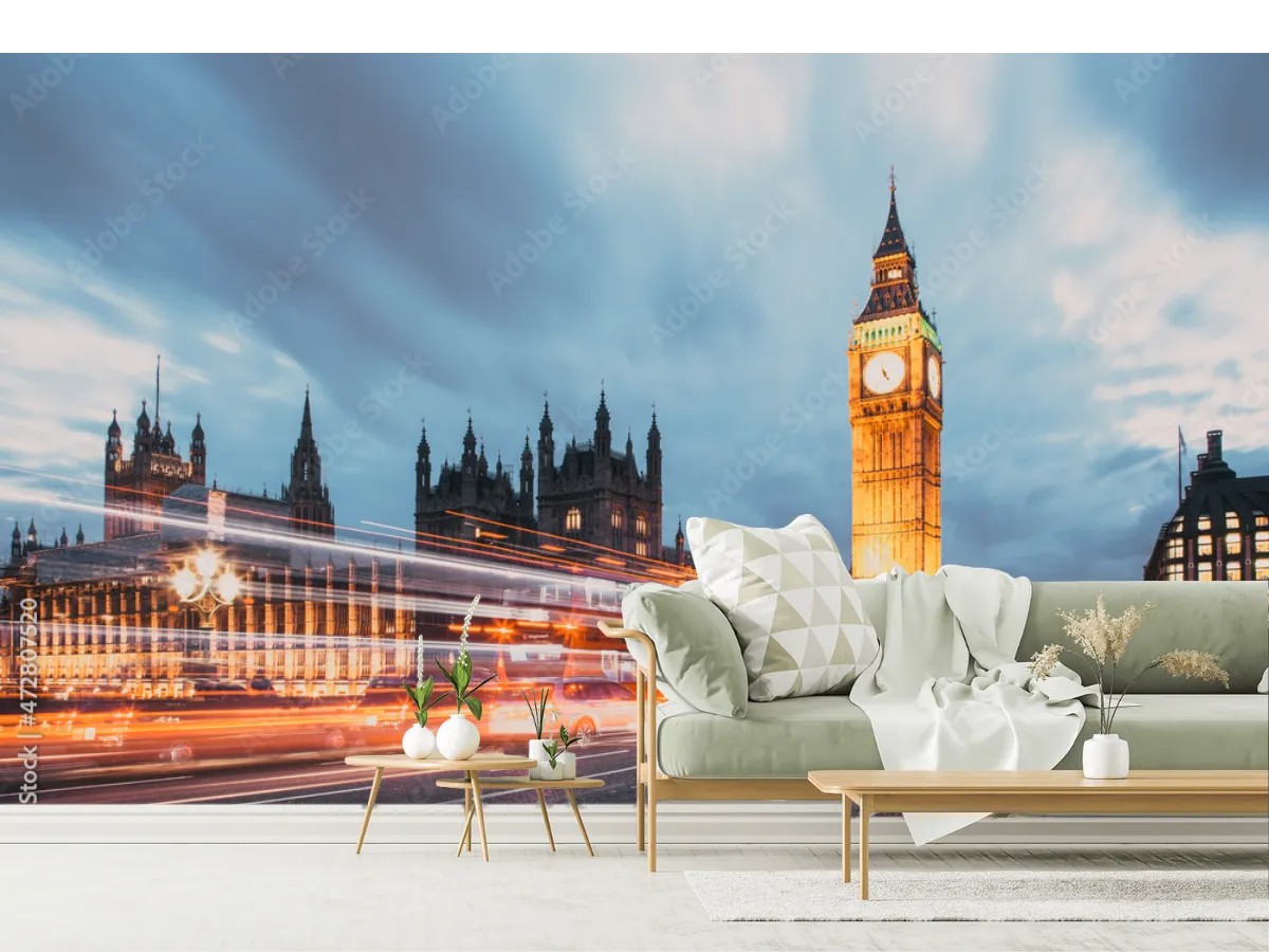 Mural Londres Nocturno Big Ben – Fotomural para sala en Vinil Arquitectónico