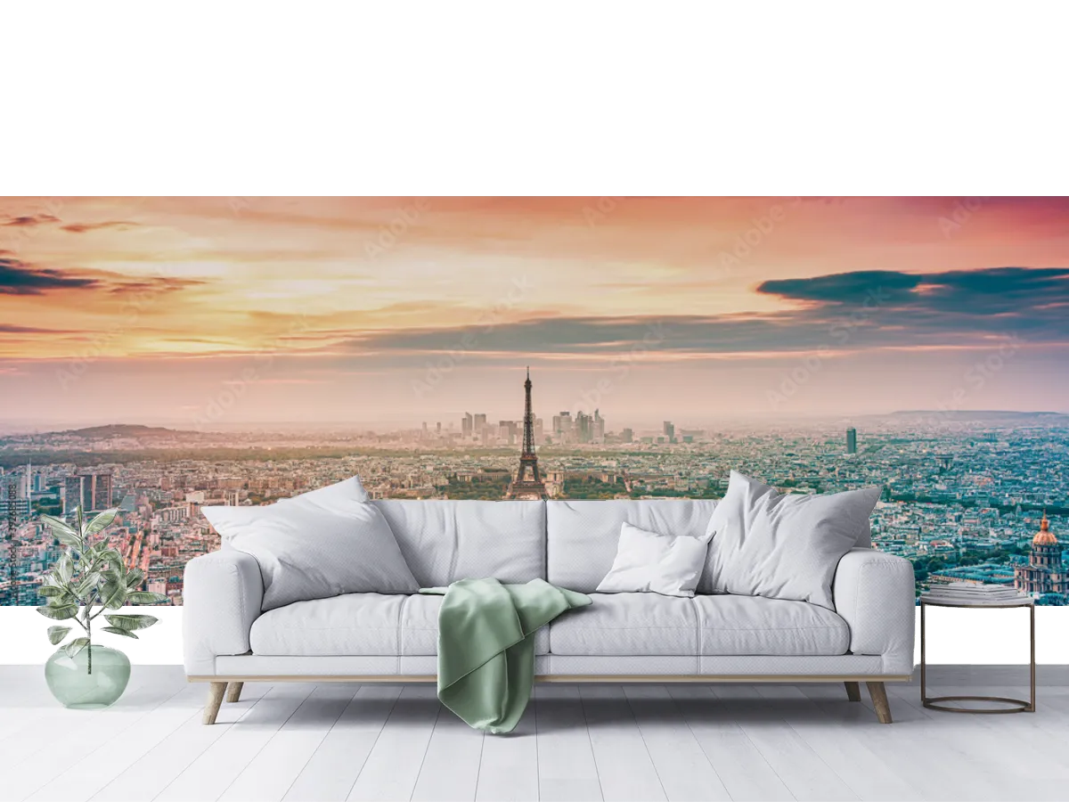 Mural Paris Atardecer Soñador para sala o recámara – Fotomural vinil arquitectónico
