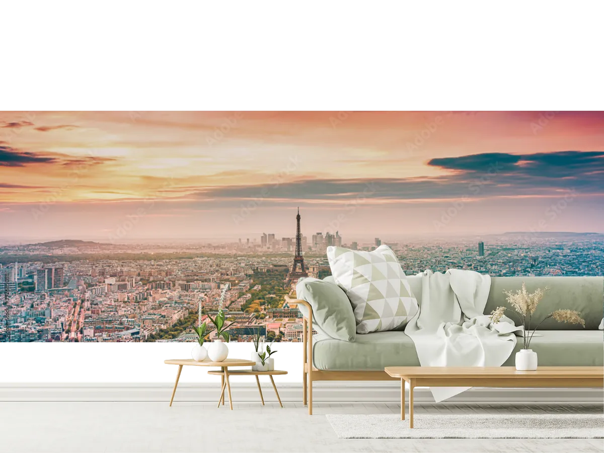 Mural Paris Atardecer Soñador para sala o recámara – Fotomural vinil arquitectónico
