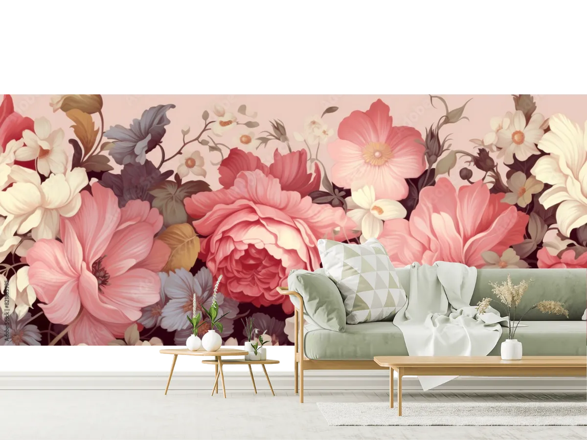 Mural Flores Poéticas Modelo Rosée – Fotomural Floral Decorativo Personalizado