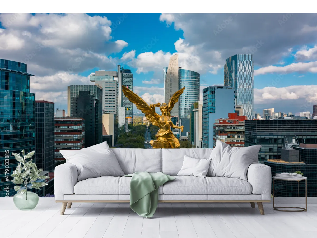 Mural Ángel Dorado Reforma Modelo México en Vinil y Tapiz Decorativo
