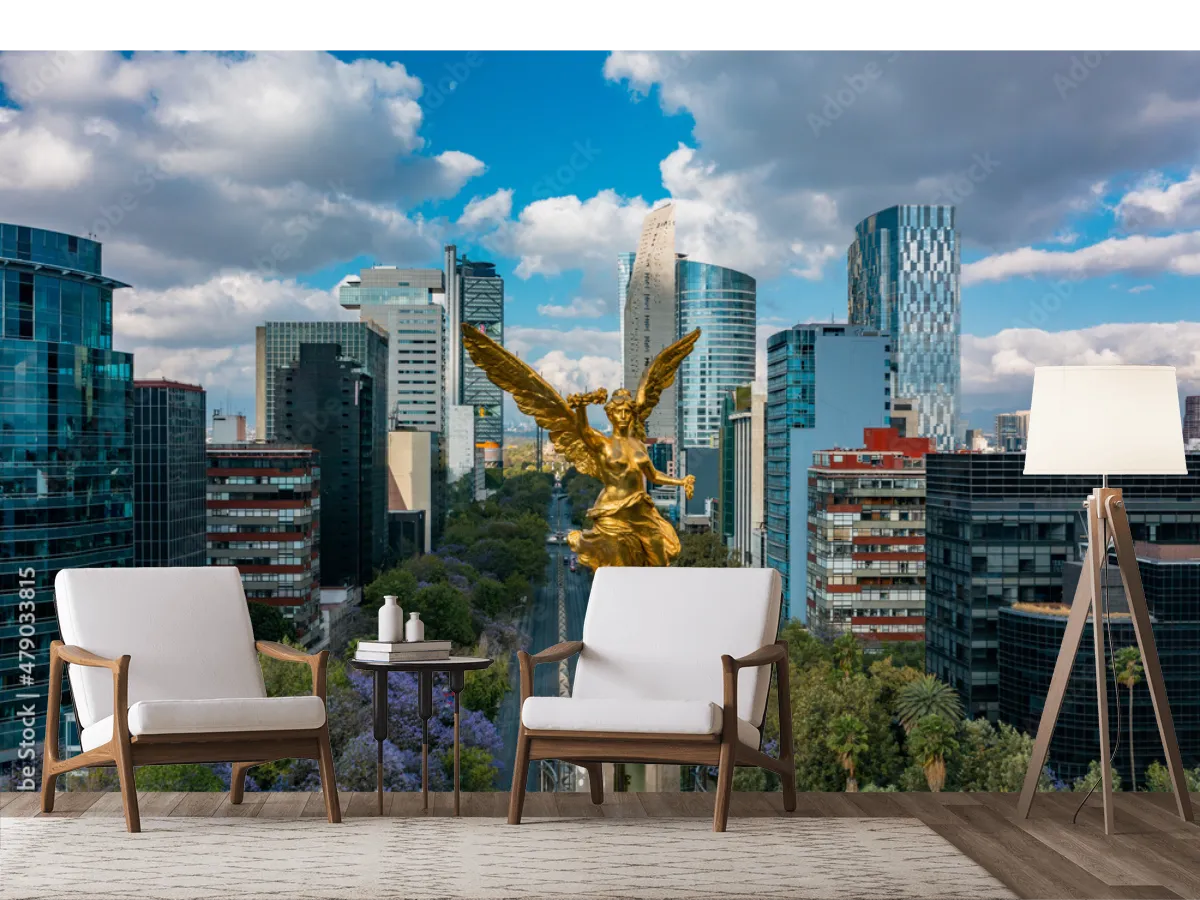 Mural Ángel Dorado Reforma Modelo México en Vinil y Tapiz Decorativo