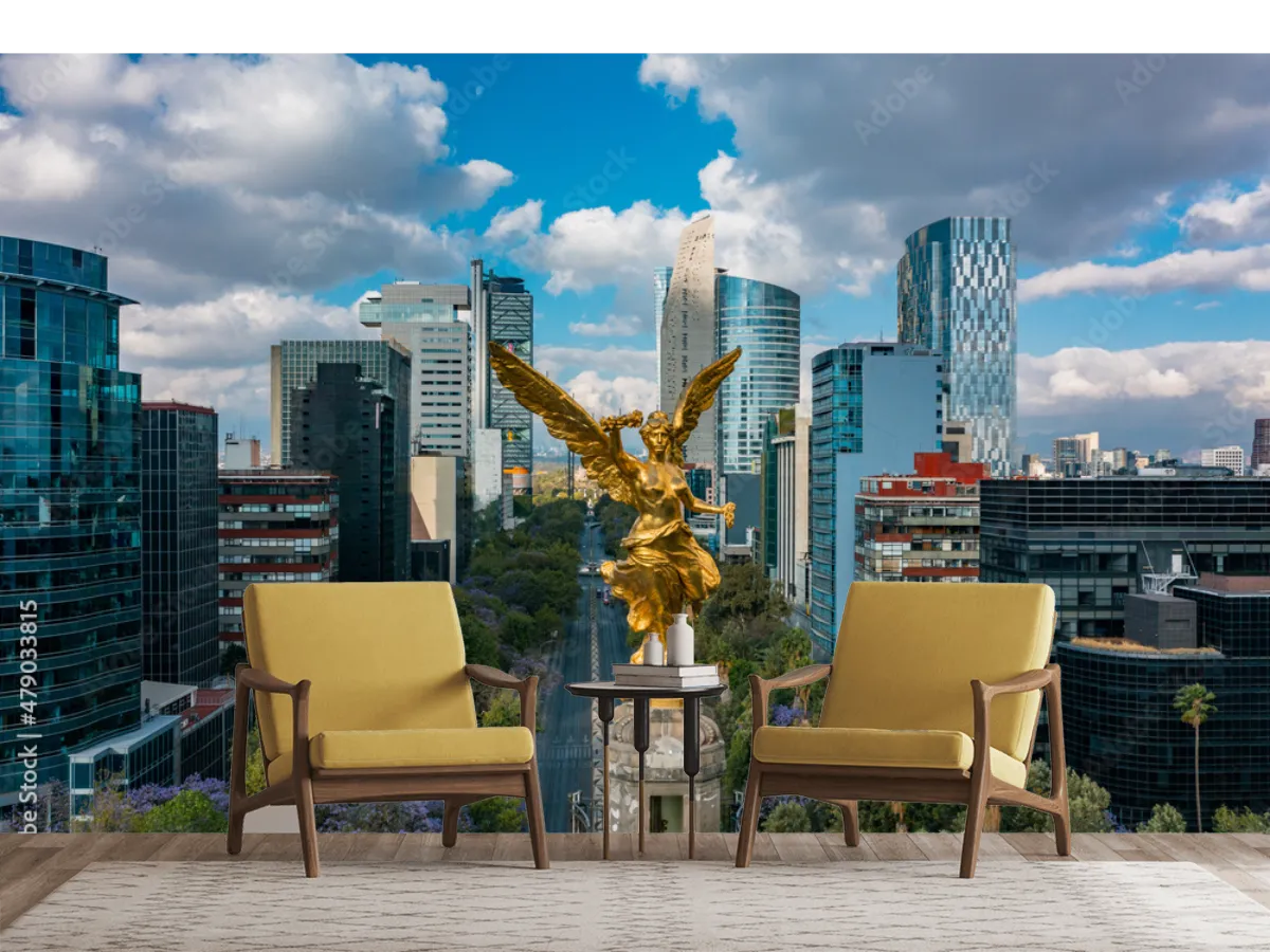 Mural Ángel Dorado Reforma Modelo México en Vinil y Tapiz Decorativo