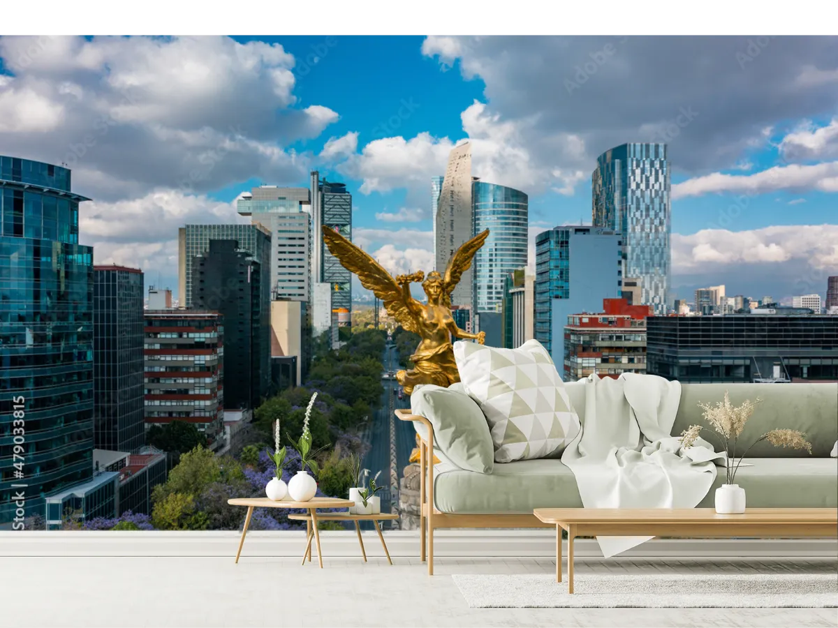 Mural Ángel Dorado Reforma Modelo México en Vinil y Tapiz Decorativo