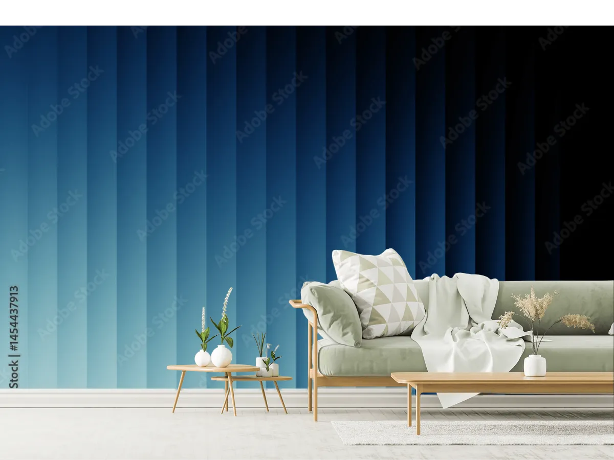 Mural Eclipse Azul Profundo para pared sala – Vinil y Tapiz