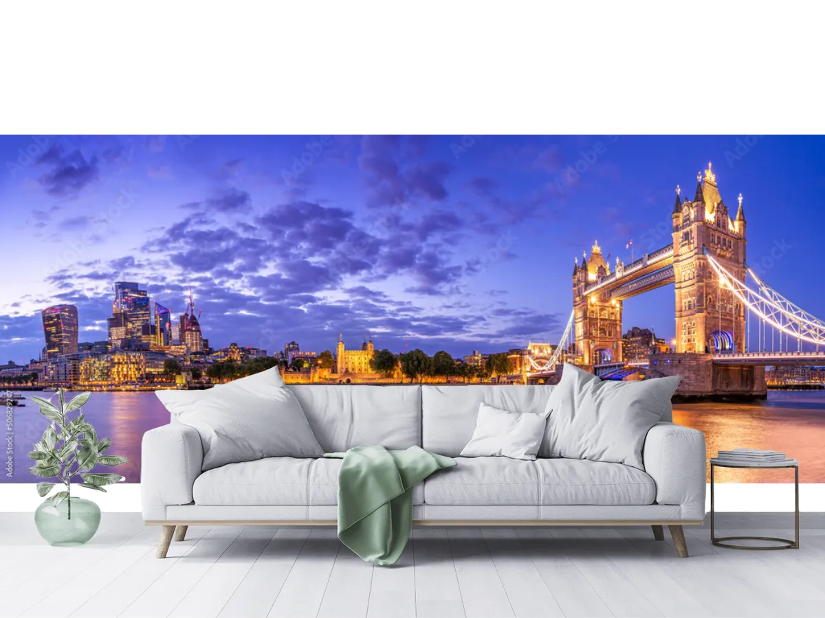 Mural Londres Brilla Nocturno | Fotomural Decorativo en Vinil o Papel Tapiz