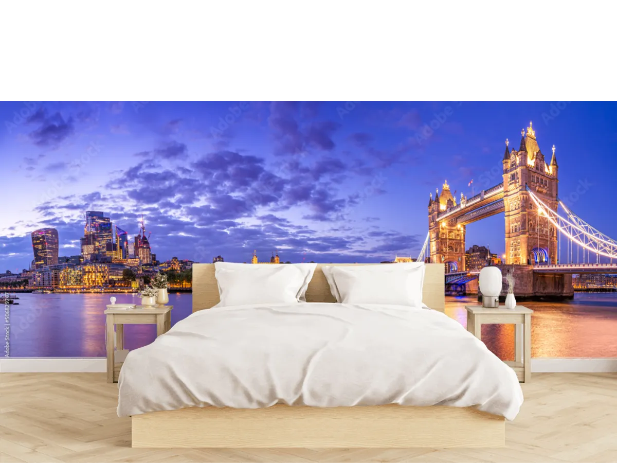 Mural Londres Brilla Nocturno | Fotomural Decorativo en Vinil o Papel Tapiz