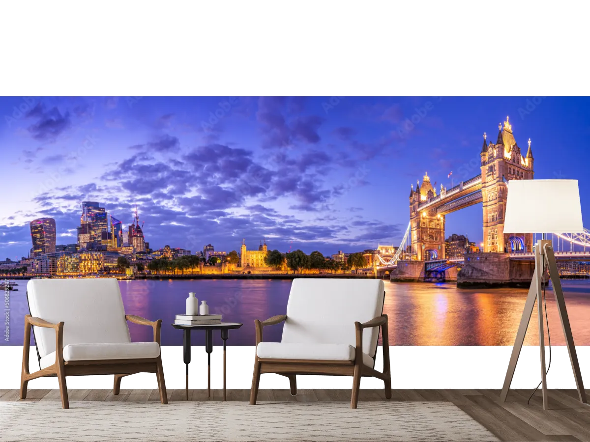 Mural Londres Brilla Nocturno | Fotomural Decorativo en Vinil o Papel Tapiz