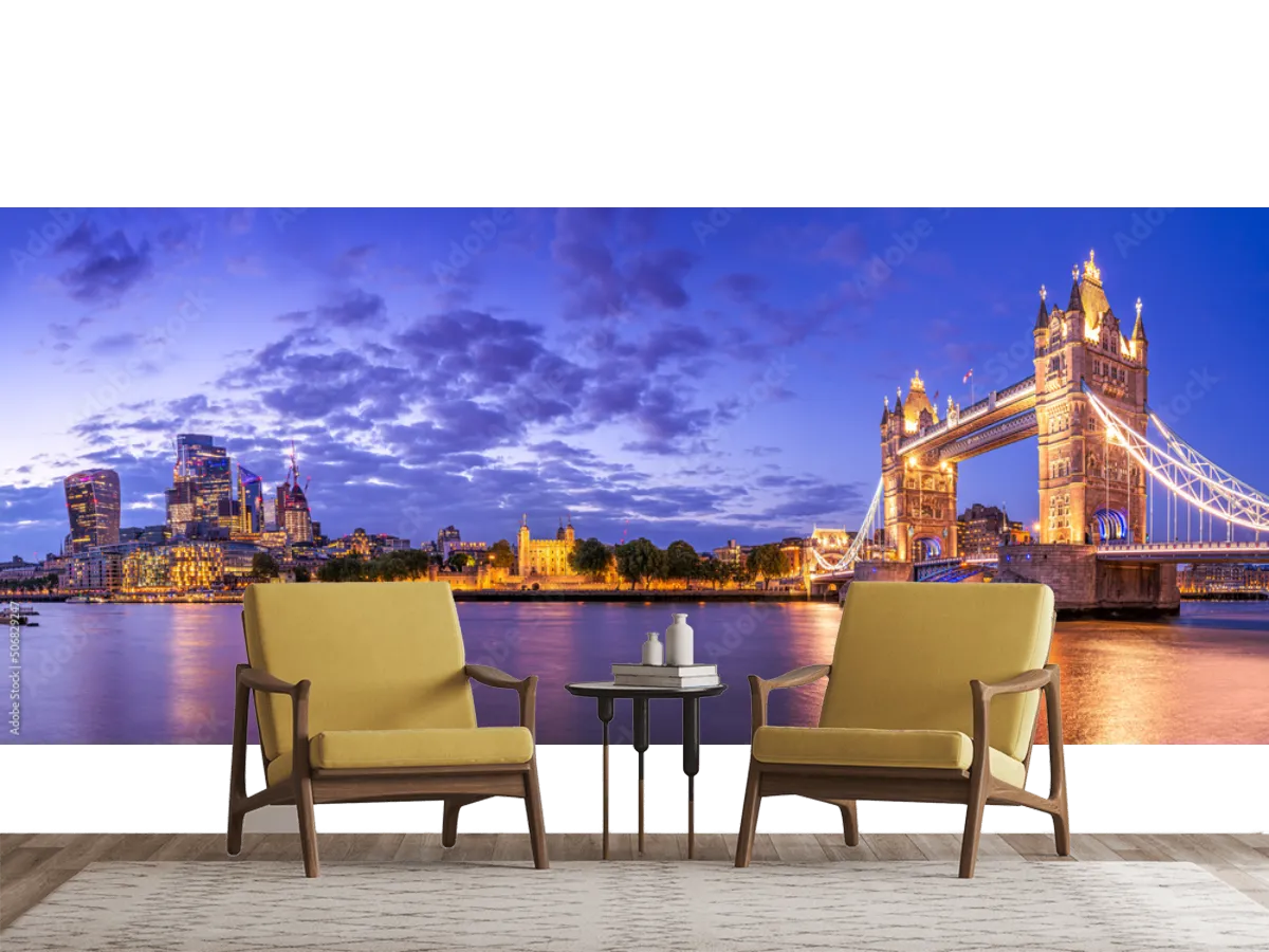 Mural Londres Brilla Nocturno | Fotomural Decorativo en Vinil o Papel Tapiz