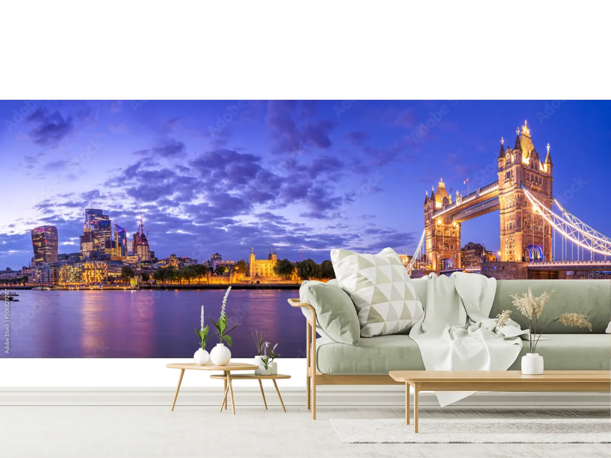 Mural Londres Brilla Nocturno | Fotomural Decorativo en Vinil o Papel Tapiz