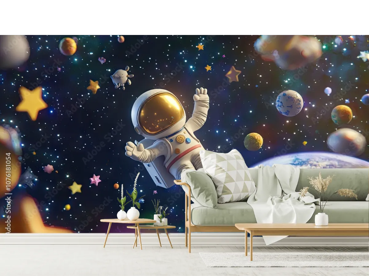 Mural Espacial Infantil Astronauta & Estrellas para pared - Vinil, Tapiz, Contract
