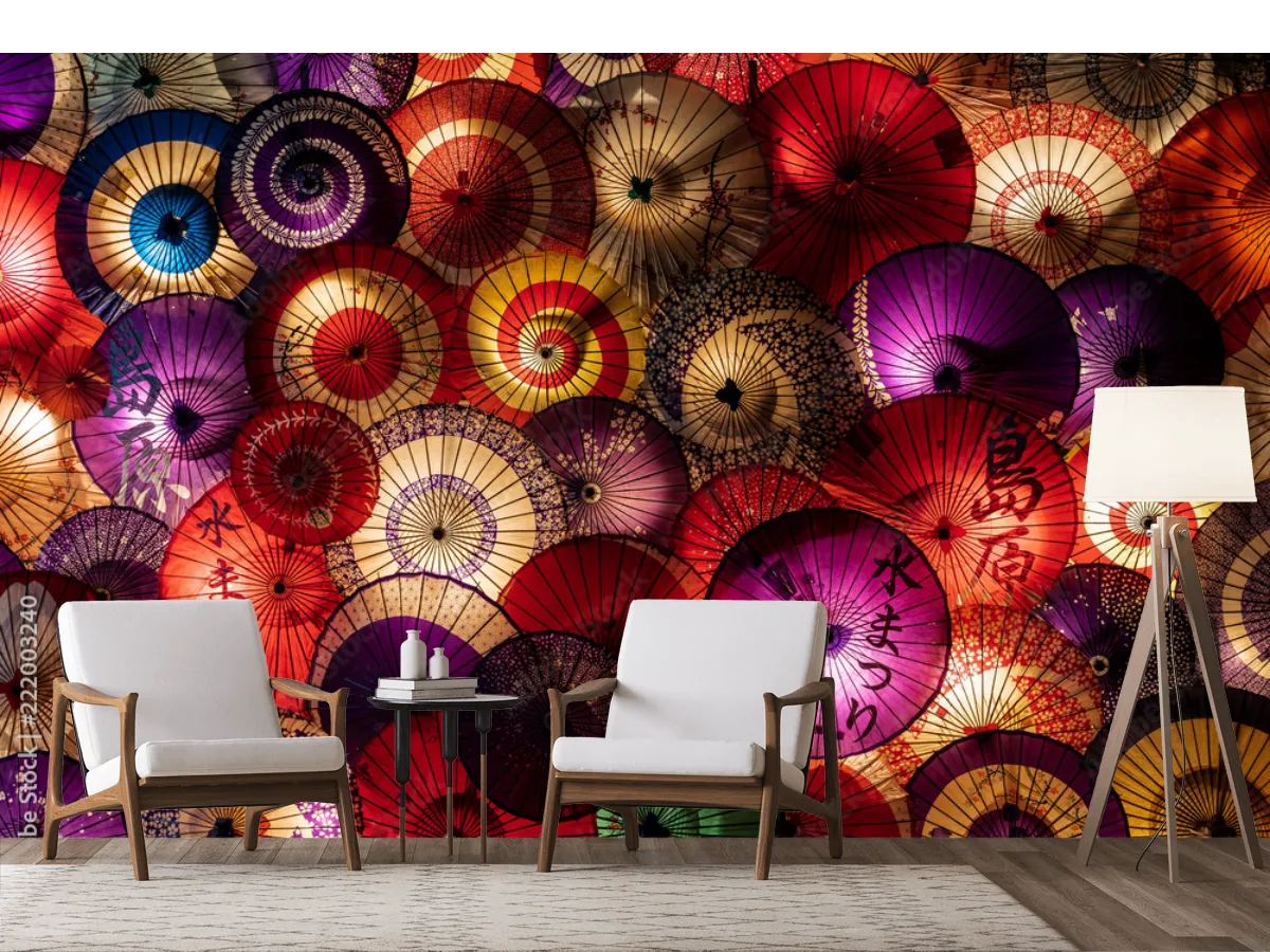 Mural Sombrillas de Ensueño para decoración de salas y recámaras
