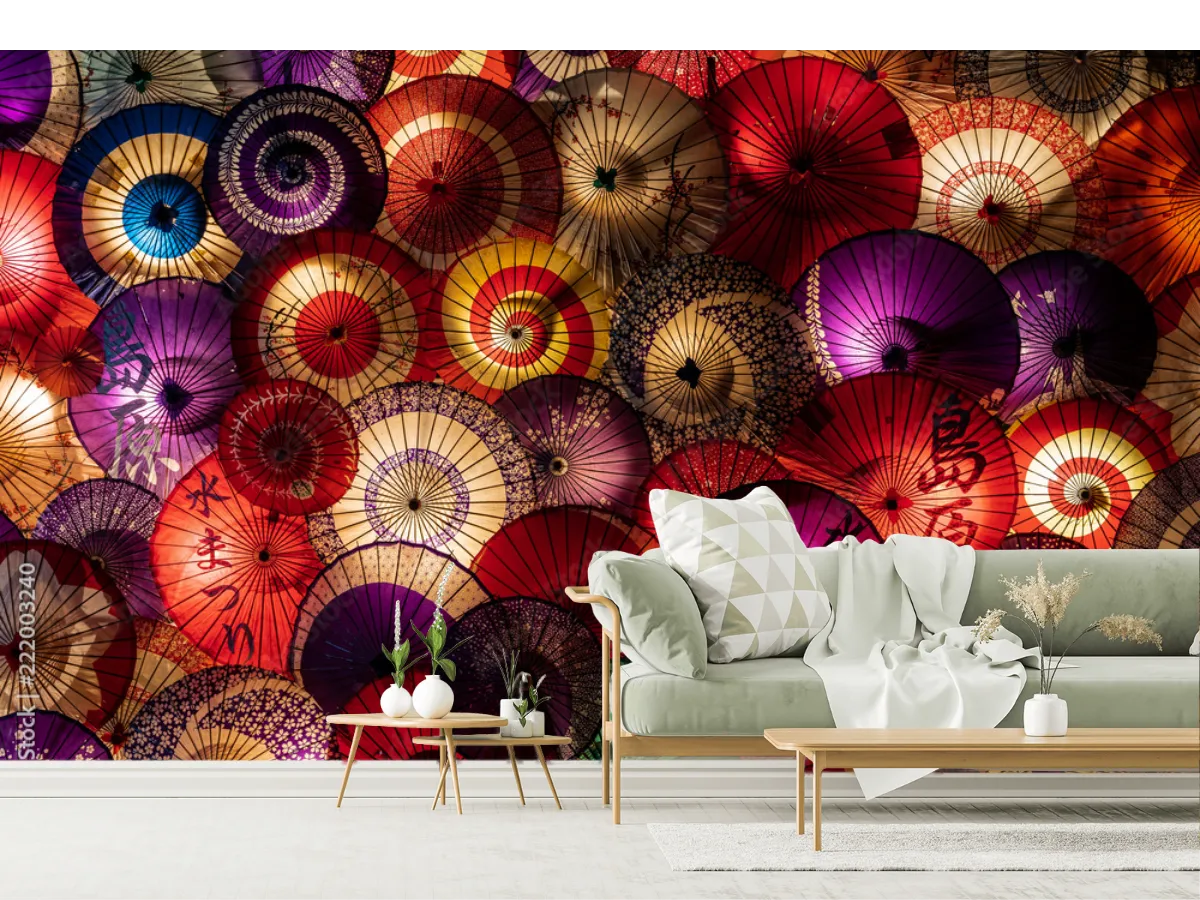 Mural Sombrillas de Ensueño para decoración de salas y recámaras