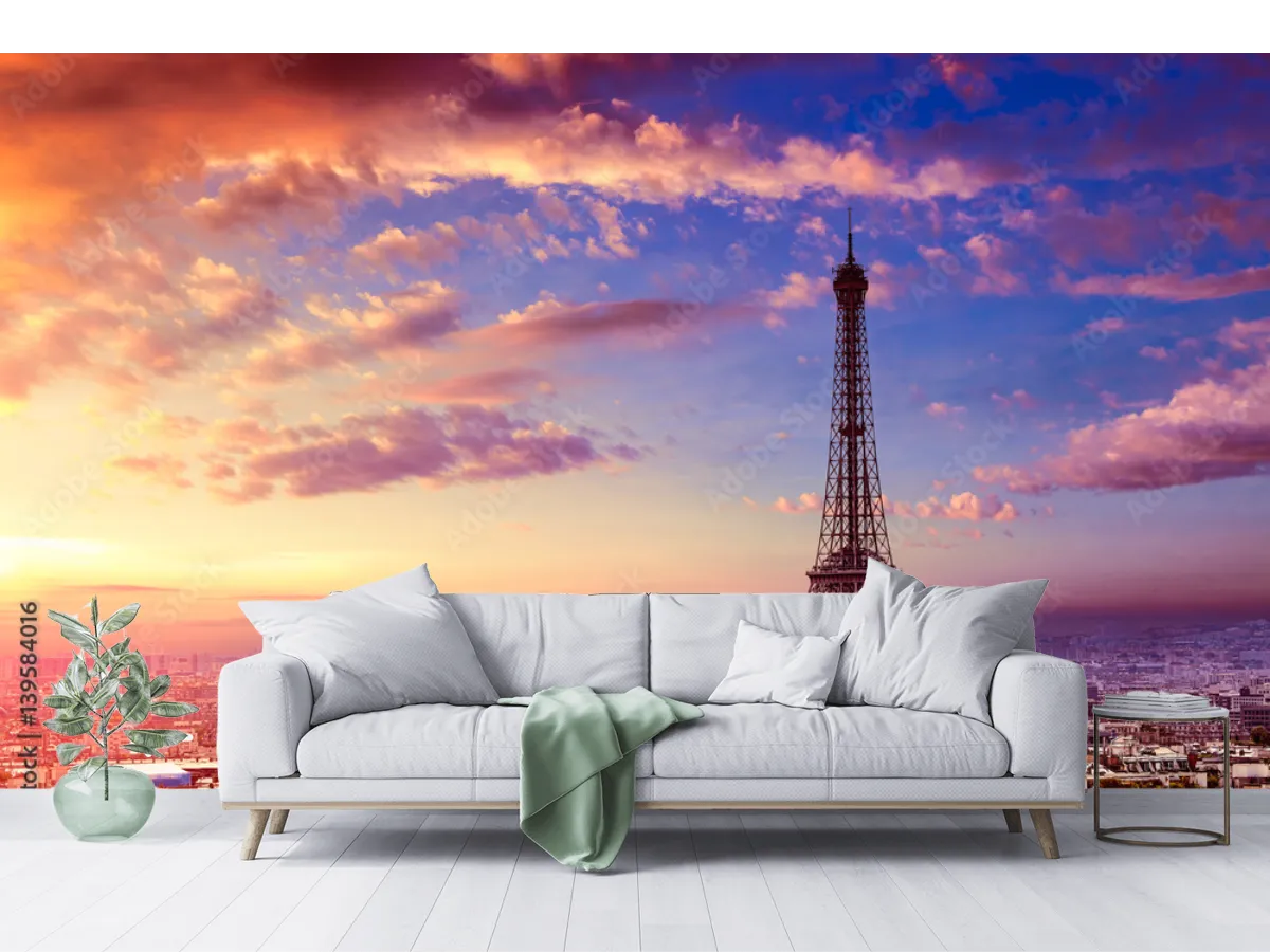Mural París Sueños al Atardecer en Vinil, Papel Tapiz o Contract