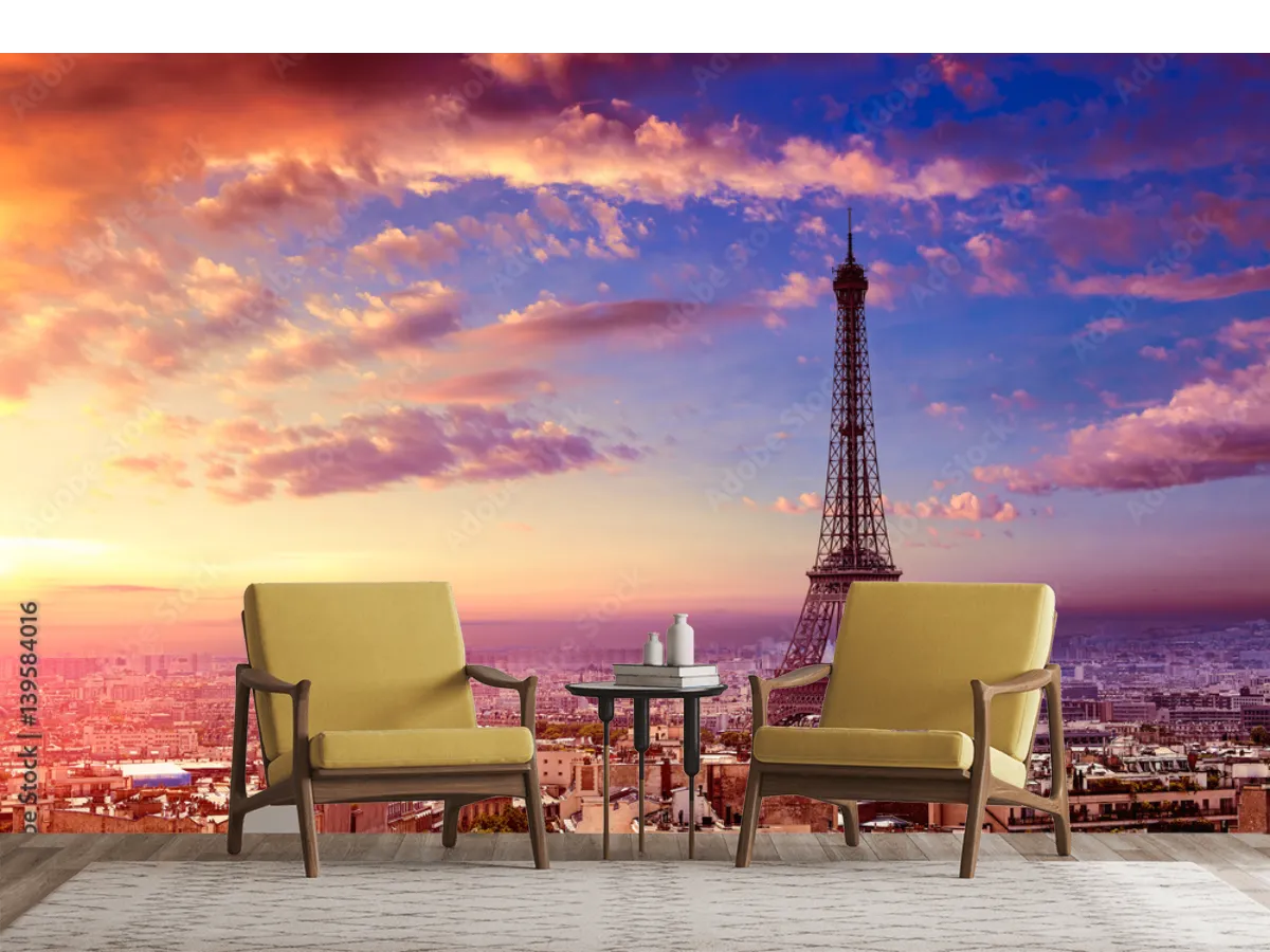 Mural París Sueños al Atardecer en Vinil, Papel Tapiz o Contract
