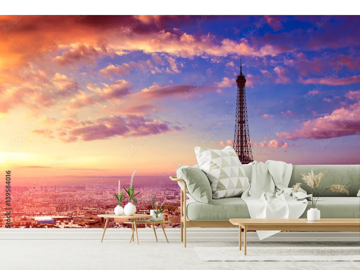 Mural París Sueños al Atardecer en Vinil, Papel Tapiz o Contract