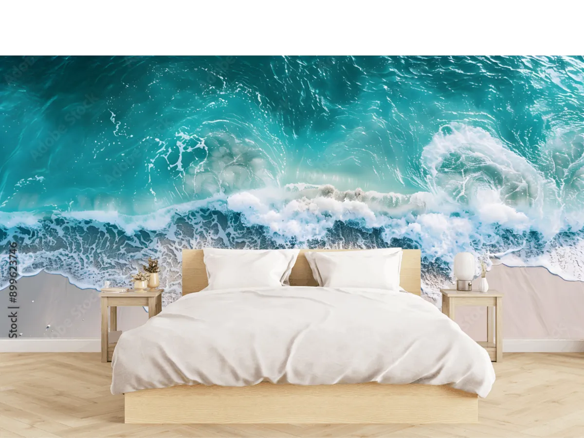 Mural Ola Brisa Turquesa para sala o recámara, fotomural decorativo personalizado