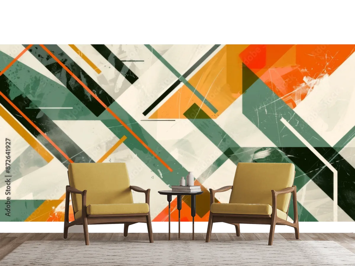 Mural Geométrico Prisma Urbano personalizado en vinil y papel tapiz