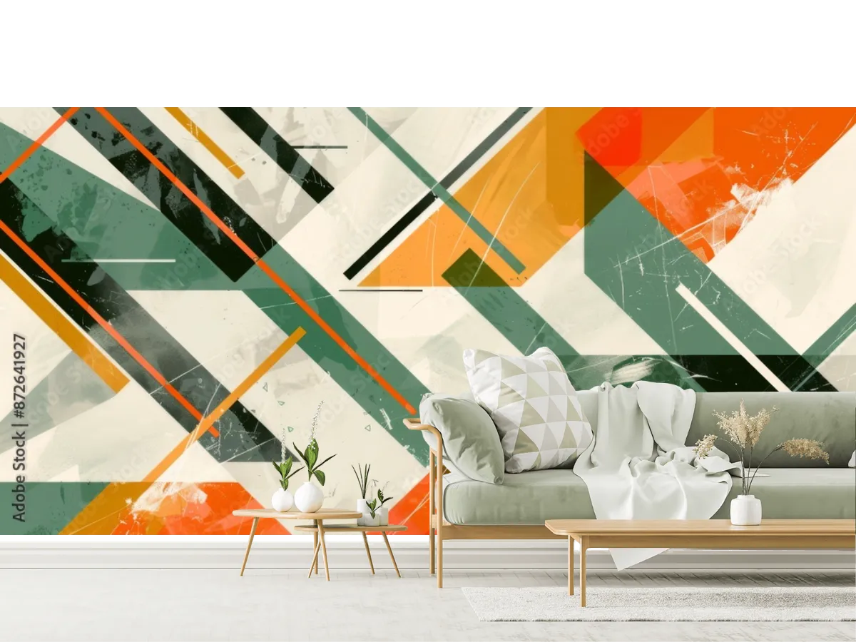 Mural Geométrico Prisma Urbano personalizado en vinil y papel tapiz