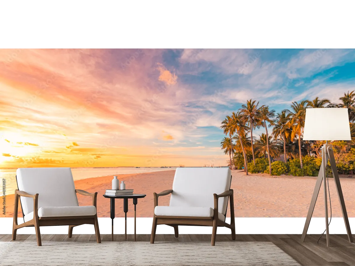 Mural Amanecer Tropical en Playa - Fotomural decorativo vinil arquitectónico