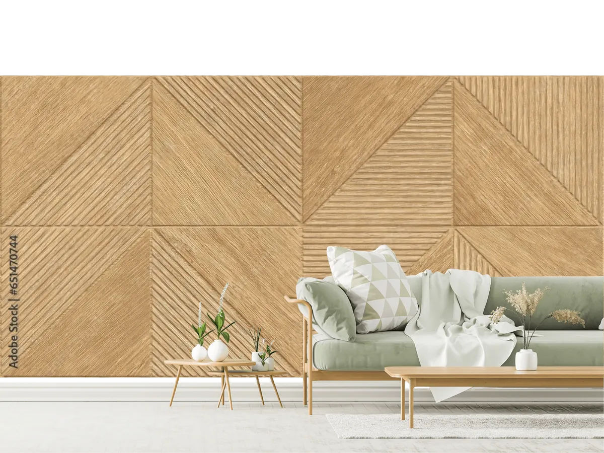 Mural Geométrico Trama Natural estilo moderno para sala o recámara