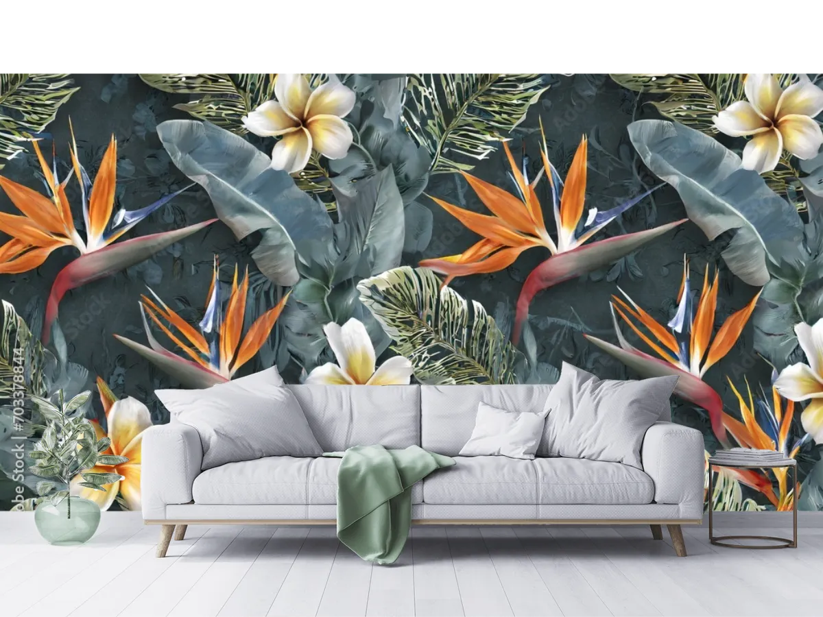 Mural Exótico Ave Paraíso Tropical, Vinil Arquitectónico personalizado