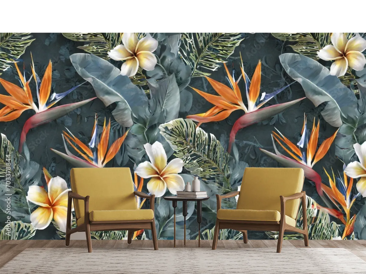 Mural Exótico Ave Paraíso Tropical, Vinil Arquitectónico personalizado