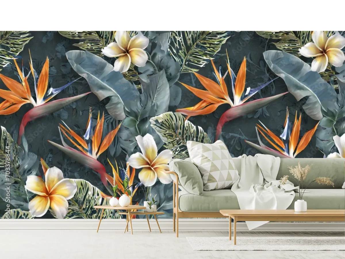 Mural Exótico Ave Paraíso Tropical, Vinil Arquitectónico personalizado